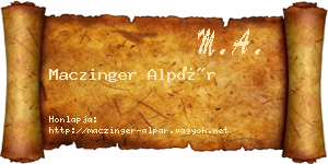 Maczinger Alpár névjegykártya